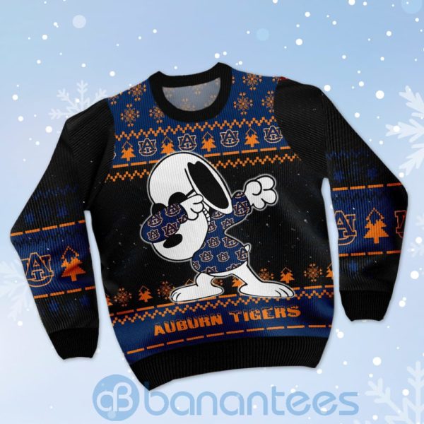 Auburn Tigers Snoopy Dabbing Ugly Christmas 3D Sweater Product Photo