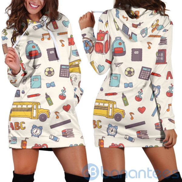 Back To School White Hoodie Dress For Women Product Photo
