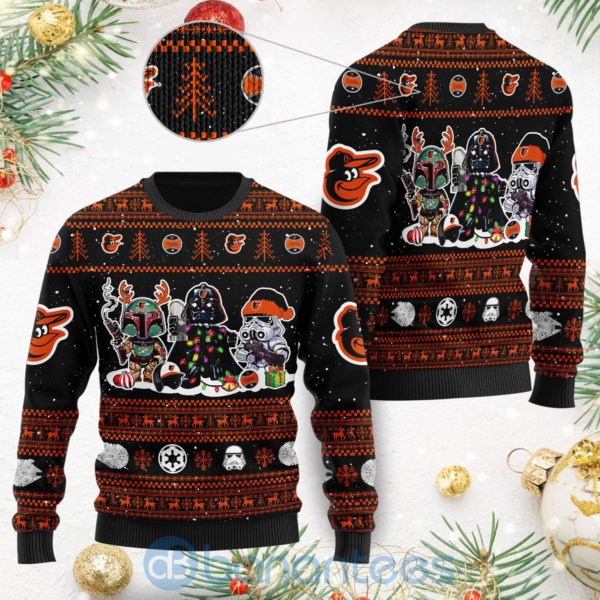 Baltimore Orioles Star Wars Ugly Christmas 3D Sweater Product Photo