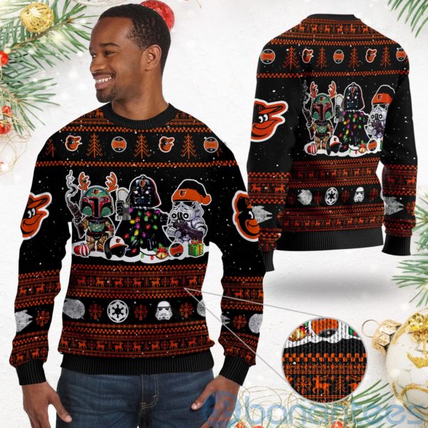 Baltimore Orioles Star Wars Ugly Christmas 3D Sweater Product Photo