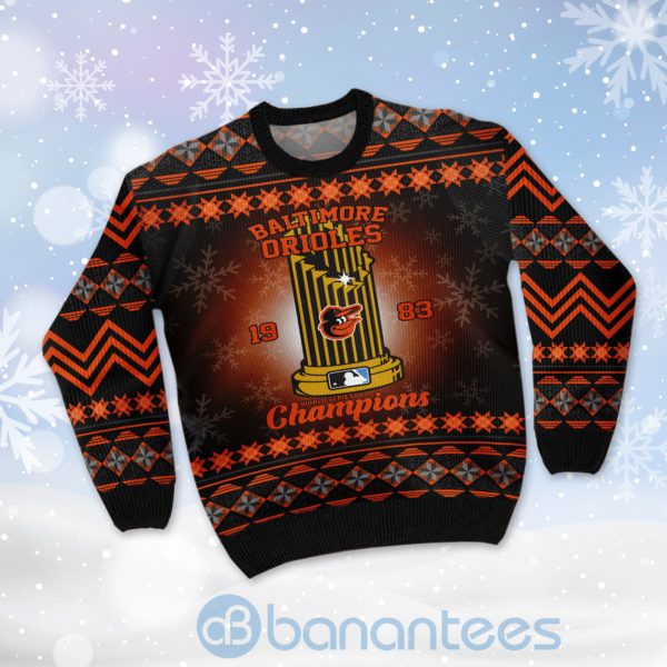 Baltimore Orioles World Series Champions Ugly Christmas 3D Sweater Product Photo