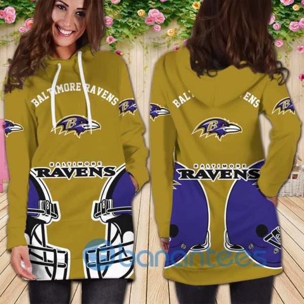 Baltimore Ravens All Over Printed 3D Hoodie Dress For Women Product Photo