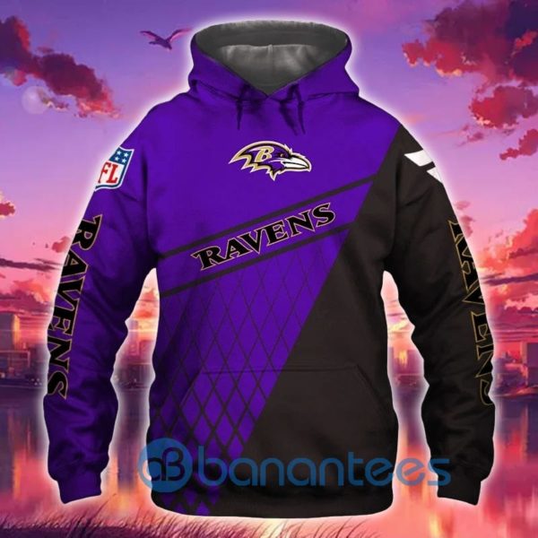 Baltimore Ravens Black And Purple All Over Printed 3D Hoodie Zip Hoodie Product Photo