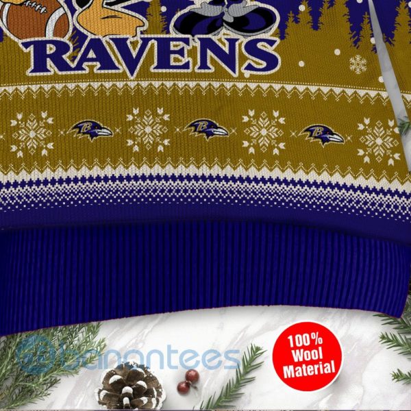 Baltimore Ravens Disney Donald Duck Mickey Mouse Goofy Custom Name Christmas 3D Sweater Product Photo