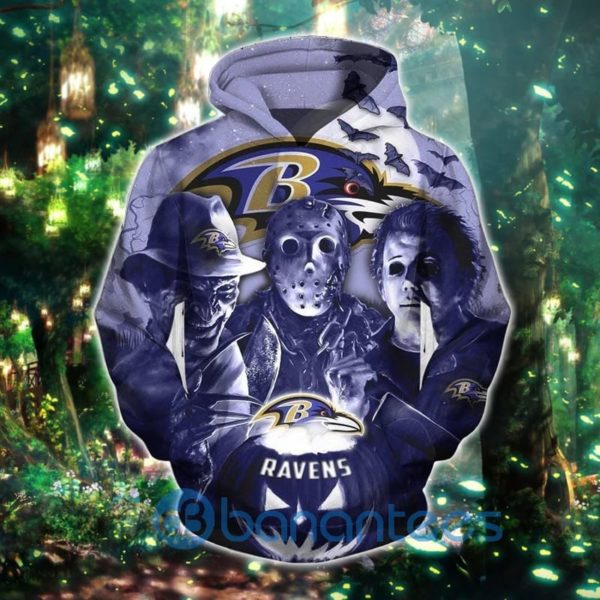 Baltimore Ravens Halloween Horror Night All Over Printed 3D Hoodie Zip Hoodie Product Photo