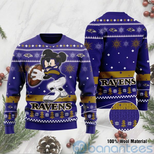 Baltimore Ravens Mickey Mouse Funny Ugly Christmas 3D Sweater Product Photo
