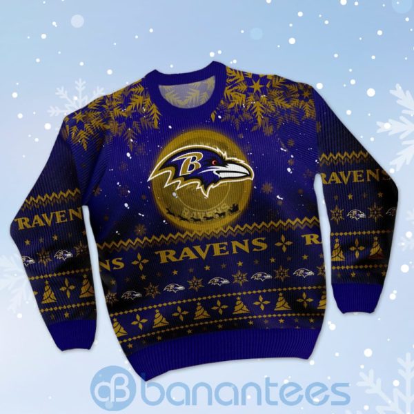 Baltimore Ravens Santa Claus In The Moon Ugly Christmas 3D Sweater Product Photo