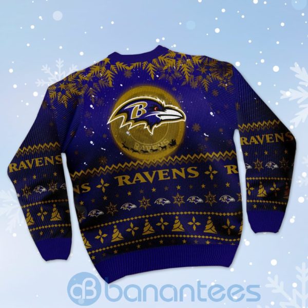 Baltimore Ravens Santa Claus In The Moon Ugly Christmas 3D Sweater Product Photo