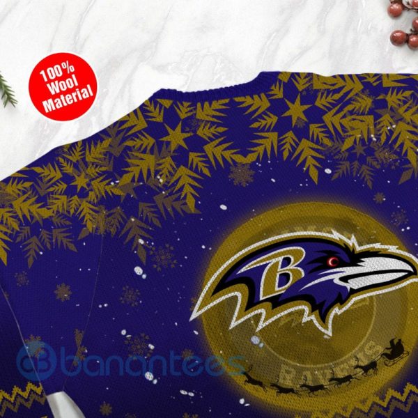 Baltimore Ravens Santa Claus In The Moon Ugly Christmas 3D Sweater Product Photo