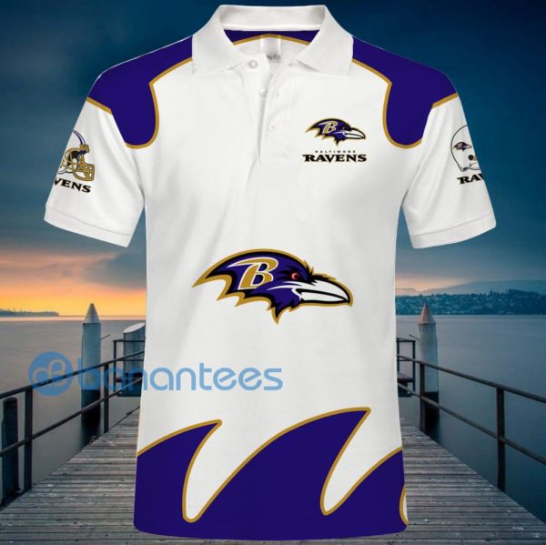 Baltimore Ravens White Polo Shirt For Men Product Photo