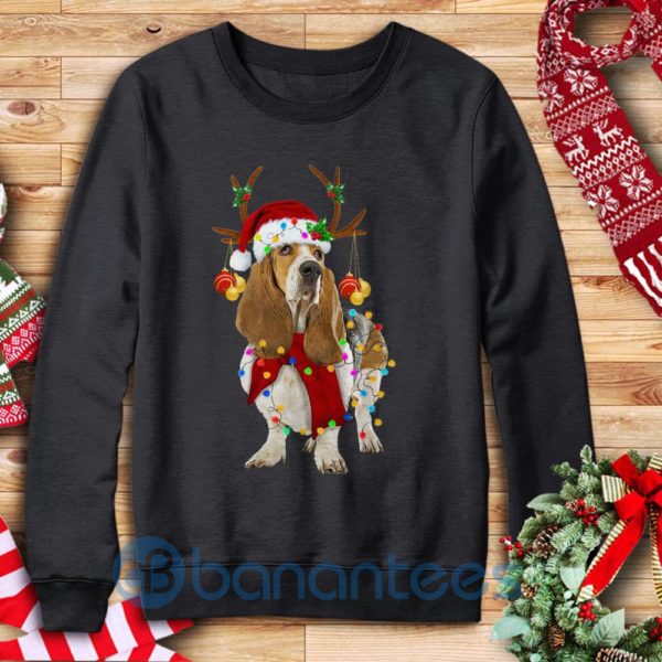 Basset Hound Christmas Deer Graphic Sweatshirt Product Photo