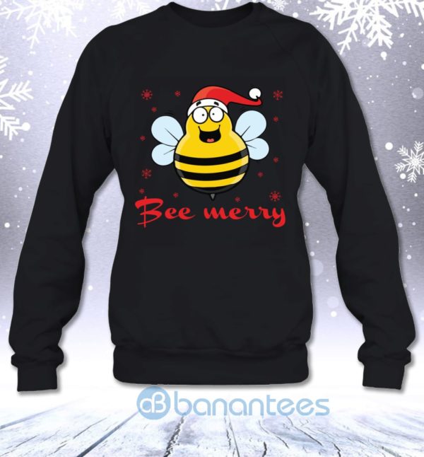 Be Merry Funny Christmas Bee Santa Sarcastic Sweatshirt Product Photo
