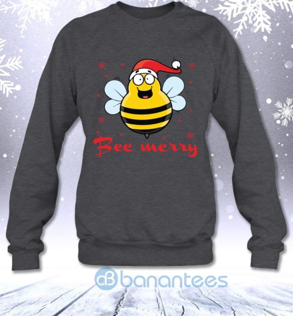 Be Merry Funny Christmas Bee Santa Sarcastic Sweatshirt Product Photo