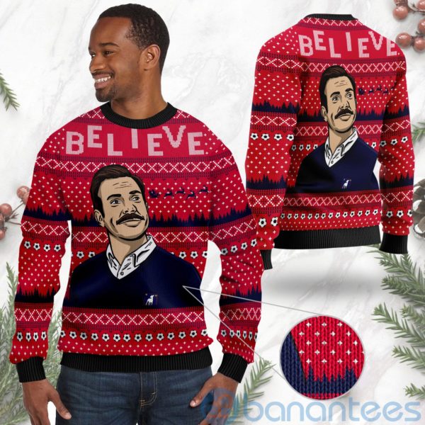Believe Ted Lasso Merry Christmas Wanker Christmas Uglu Christmas 3D Sweater Product Photo