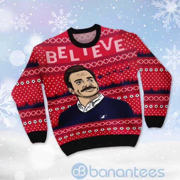Believe Ted Lasso Merry Christmas Wanker Christmas Uglu Christmas 3D Sweater Product Photo