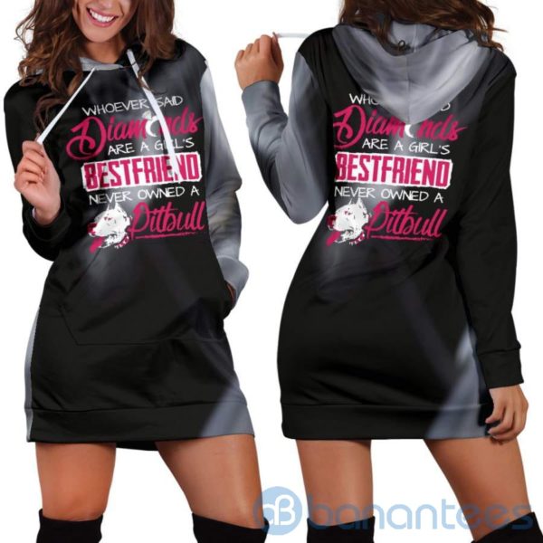 Best Friend Diamonds and Pitbulls Hoodie Dress For Women Product Photo