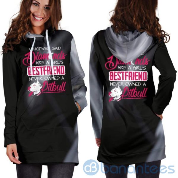 Best Friend Diamonds and Pitbulls Hoodie Dress For Women Product Photo