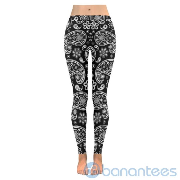 Black and White Paisley Leggings For Women Product Photo