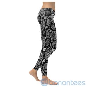 Black and White Paisley Leggings For Women Product Photo
