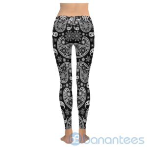 Black and White Paisley Leggings For Women Product Photo