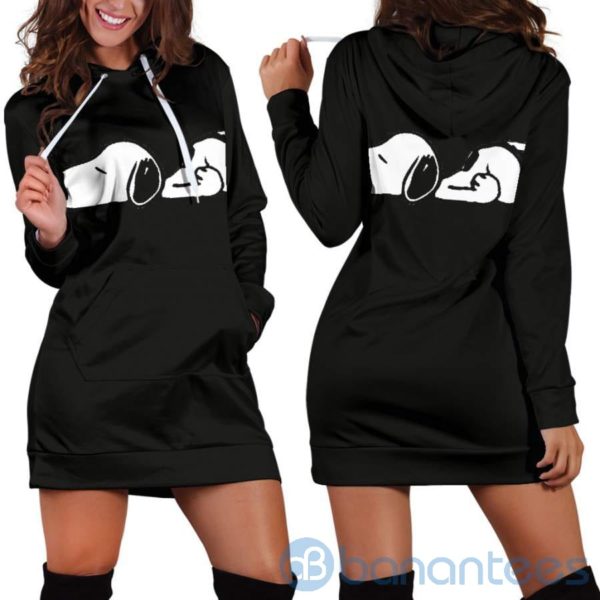 Black Snoopy Sleeping Hoodie Dress For Women Product Photo