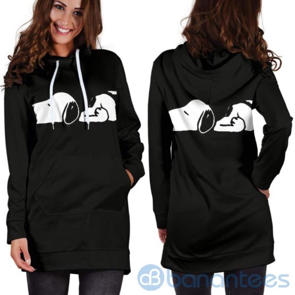 Black Snoopy Sleeping Hoodie Dress For Women Product Photo