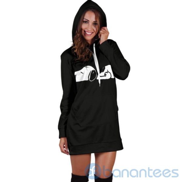 Black Snoopy Sleeping Hoodie Dress For Women Product Photo