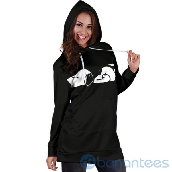 Black Snoopy Sleeping Hoodie Dress For Women Product Photo