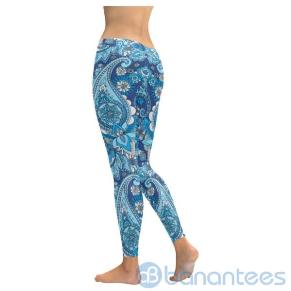Blue Paisley Leggings For Women Product Photo