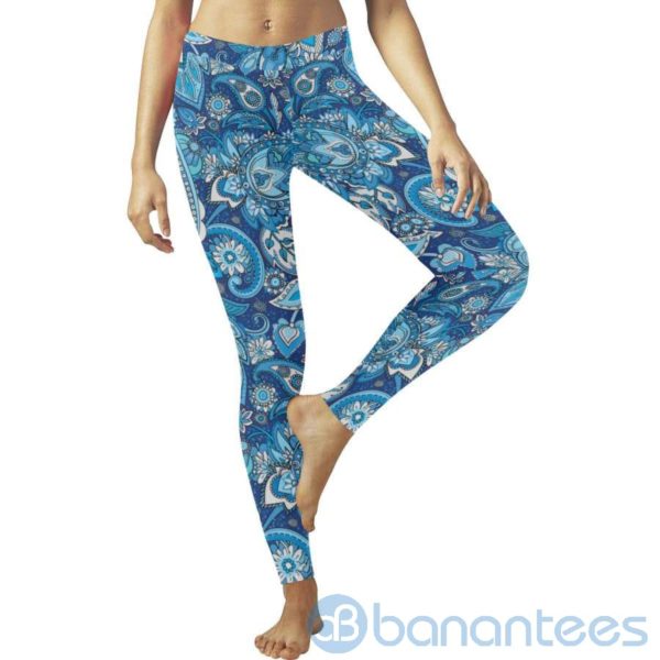 Blue Paisley Leggings For Women Product Photo