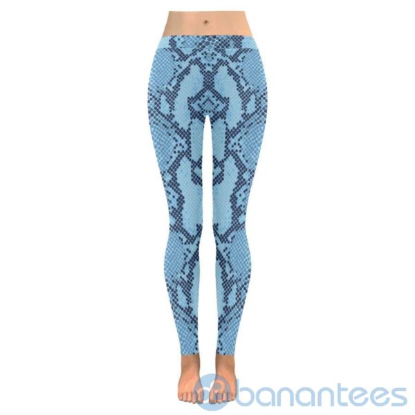Blue Snakeskin Print Leggings For Women Product Photo