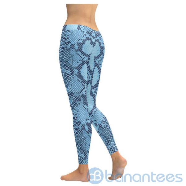 Blue Snakeskin Print Leggings For Women Product Photo