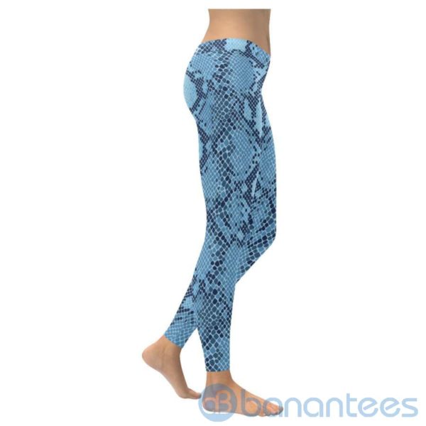 Blue Snakeskin Print Leggings For Women Product Photo