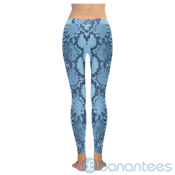 Blue Snakeskin Print Leggings For Women Product Photo