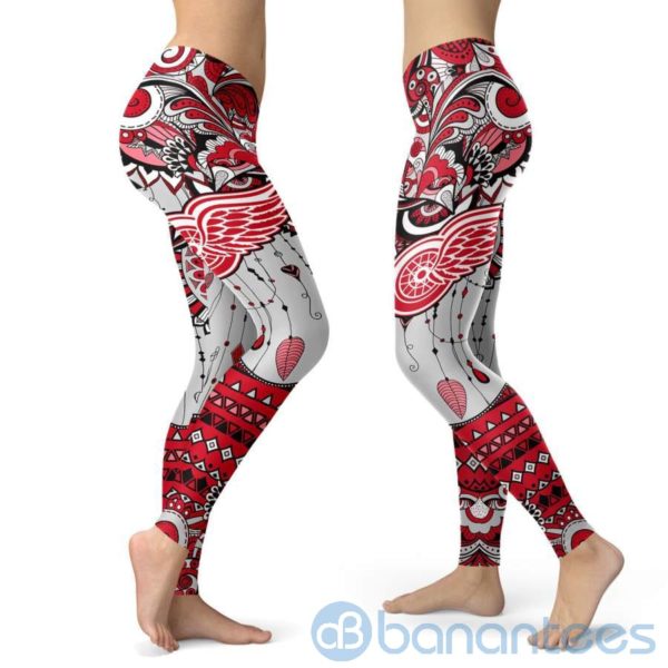Boho Style Detroit Red Wings Leggings For Women Product Photo