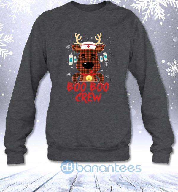 Boo Boo Crew Red Plaid Nurse Reindeer Funny Christmas Gift Sweatshirt Product Photo