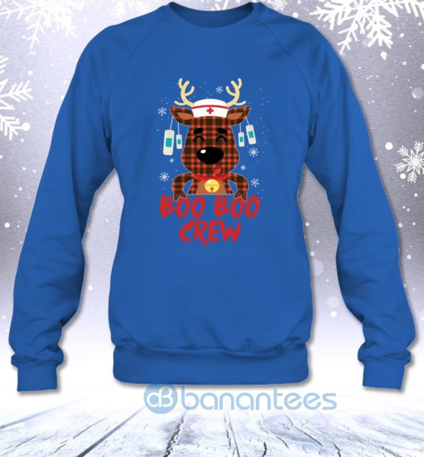 Boo Boo Crew Red Plaid Nurse Reindeer Funny Christmas Gift Sweatshirt Product Photo