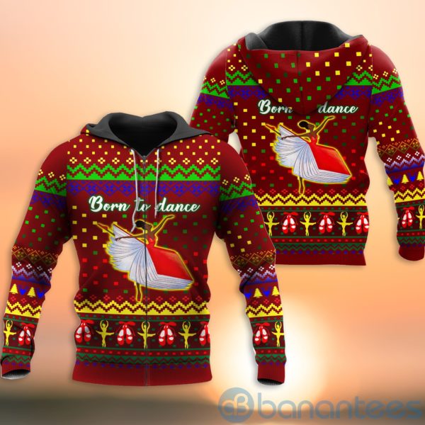 Born To Dance Ballet Girl Ugly Christmas All Over Printed 3D Shirt Product Photo