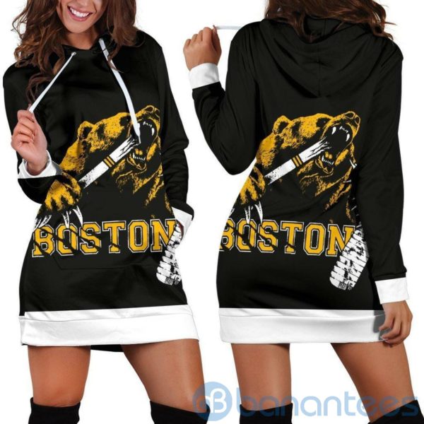 Boston Bruins Black Hoodie Dress For Women Product Photo