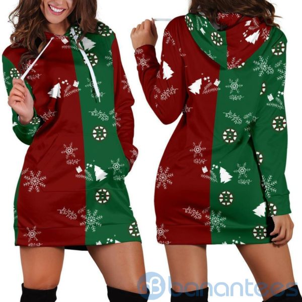 Boston Bruins Christmas Hoodie Dress For Women Product Photo