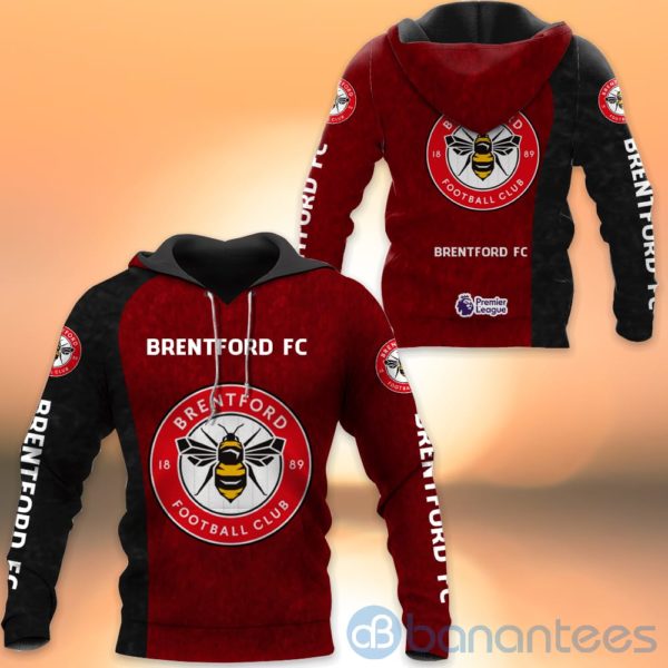 Brentford Fc Maroon All Over Printed Hoodies Zip Hoodies Product Photo