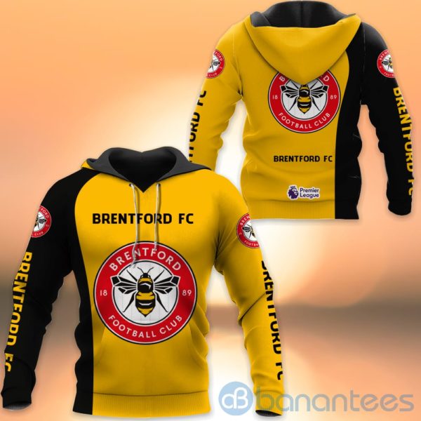 Brentford Fc Yellow All Over Printed Hoodies Zip Hoodies Product Photo