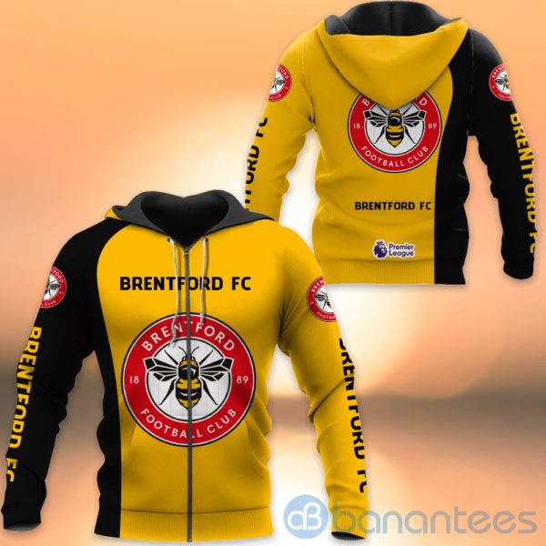 Brentford Fc Yellow All Over Printed Hoodies Zip Hoodies Product Photo