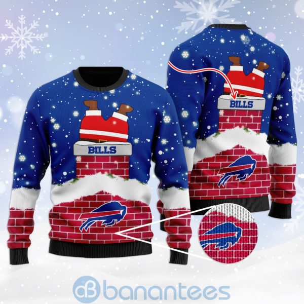 Buffalo Bills Football Team Logo Symbol Santa Claus Custom Name Christmas 3D Sweater Product Photo