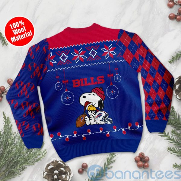 Buffalo Bills Funny Charlie Brown Peanuts Snoopy Christmas Tree Ugly Christmas 3D Sweater Product Photo
