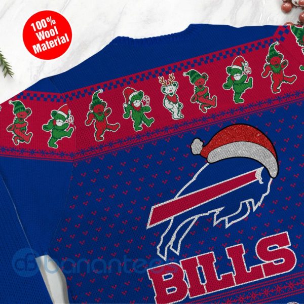 Buffalo Bills Grateful Dead SKull And Bears Custom Name Uglu Christmas 3D Sweater Product Photo