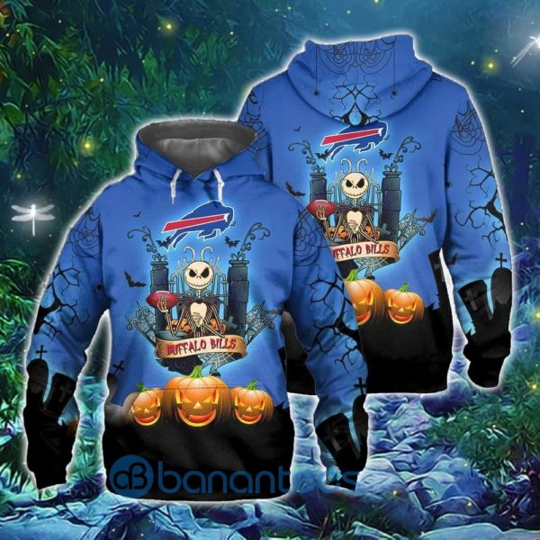 Buffalo Bills Halloween Costume Jack Skellington 3D Graphic Full Printed 3D Hoodie Zip Hoodie Product Photo