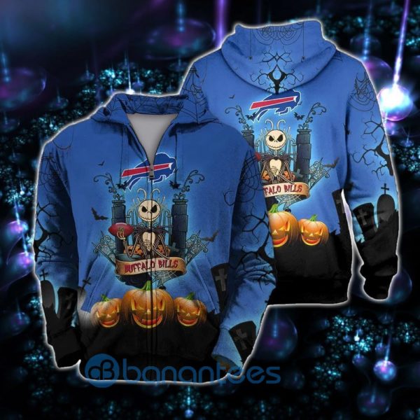 Buffalo Bills Halloween Costume Jack Skellington 3D Graphic Full Printed 3D Hoodie Zip Hoodie Product Photo