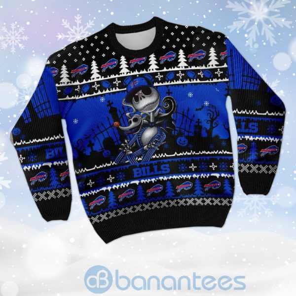 Buffalo Bills Jack Skellington Halloween Ugly Christmas 3D Sweater Product Photo