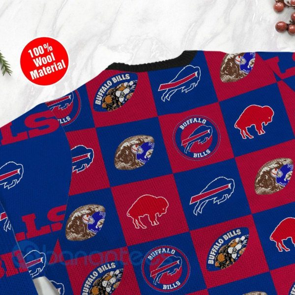 Buffalo Bills Logo Checkered Flannel Design Ugly Christmas 3D Sweater Product Photo